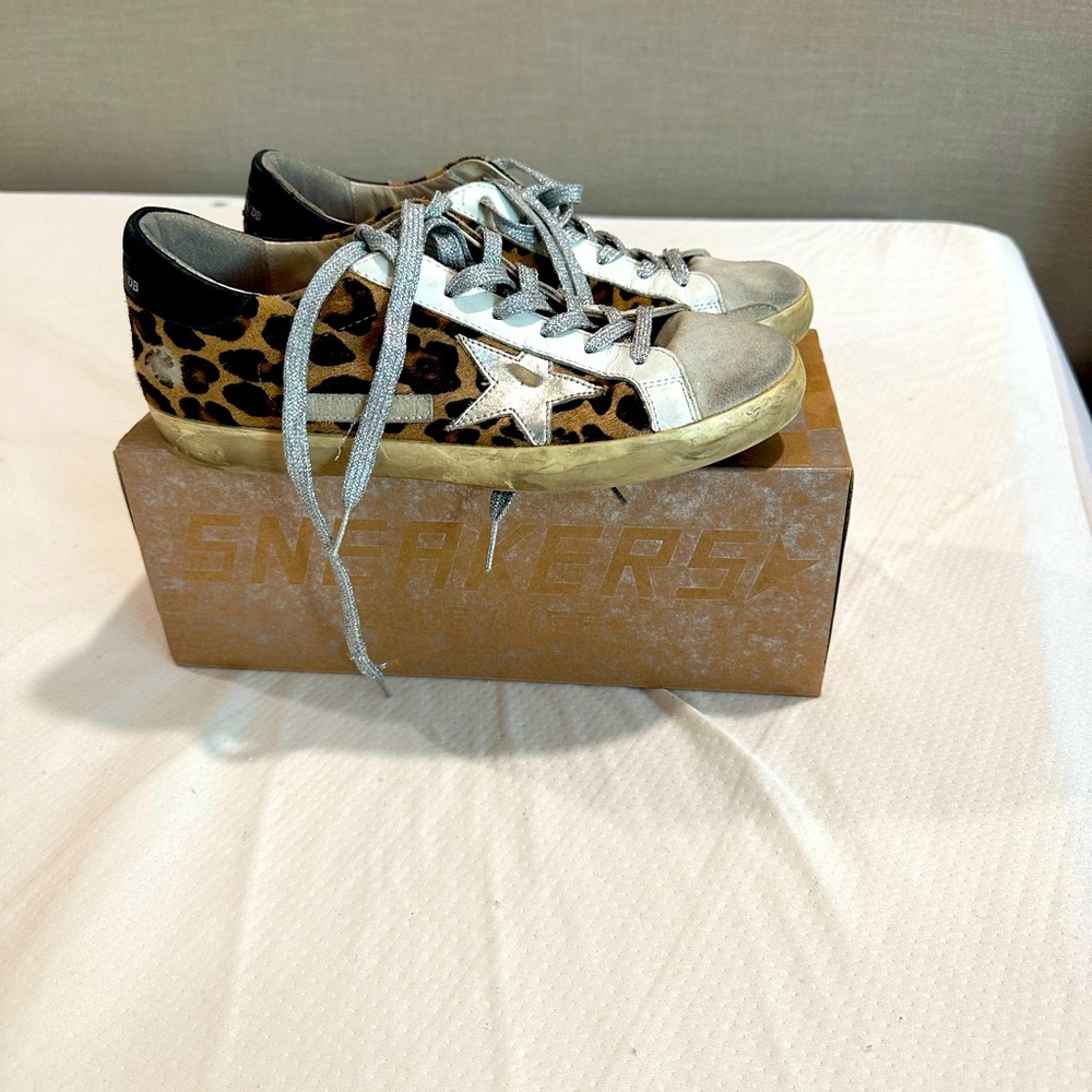 Golden Goose Leopard Superstar Sneakers
